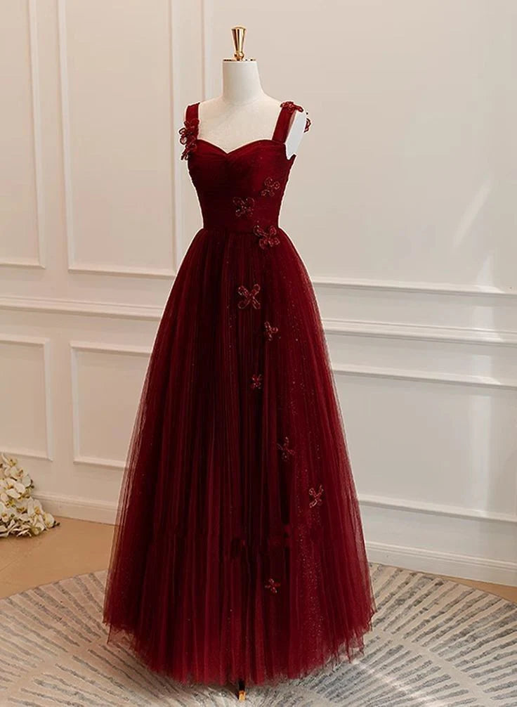 Classy Ball Gown Sweetheart Burgundy Long Formal Prom Gown Summer Wedding Guest Dress Bridal Guest Dresses Wedding Outfits For Guest