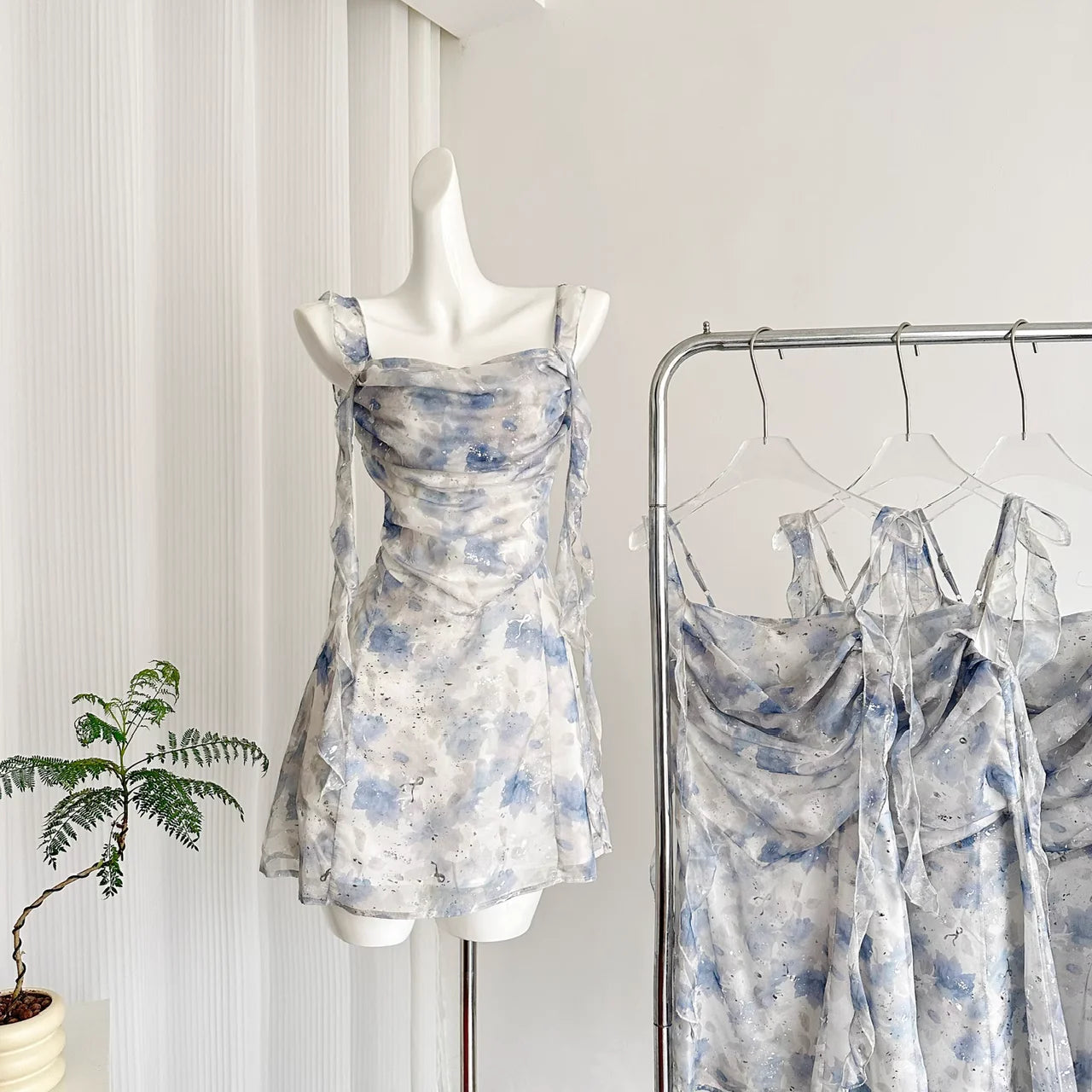 Classy Floral A Line Short Party Dress Vacation Dress simple gentle atmospheric and unique desi Bring summer colors to enhance whiteness