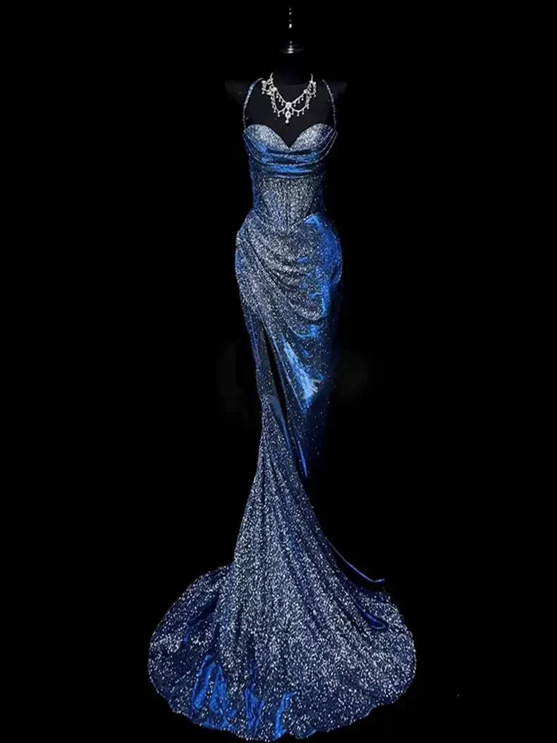 Classy Leg Split Prom Dresses Straps Mermaid Long Evening Party Gowns   simple gentle atmospheric and unique desi Bring summer colors to enhance whiteness