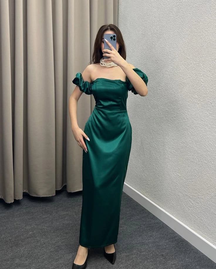 Classy Mermaid Off The Shoulder Dark Green Formal Long Prom Gown Summer Wedding Guest Dress Bridal Guest Dresses Wedding Outfits For Guest simple gentle atmospheric and unique desi Bring summer colors to enhance whiteness