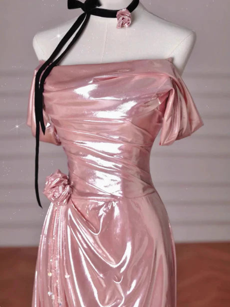 Classy Mermaid Off The Shoulder Pink Sequin Long Prom Dresses Formal Gown Summer Wedding Guest Dresses Wedding Guest Outfit  simple gentle atmospheric and unique desi Bring summer colors to enhance whiteness