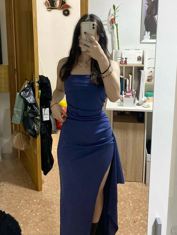 Classy Mermaid Royal Blue Slit Long Prom Dresses Formal Gown Summer Wedding Guest Dress Wedding Outfits For Guest simple gentle atmospheric and unique desi Bring summer colors to enhance whiteness