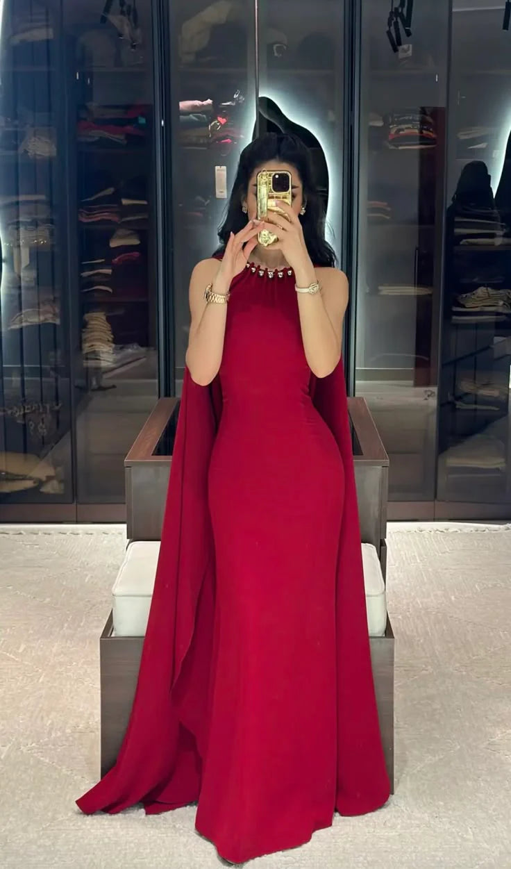 Classy Mermaid Scoop Red Long Formal Prom Gown Summer Wedding Guest Dress Bridal Guest Dresses Wedding Outfits For Guest simple gentle atmospheric and unique desi Bring summer colors to enhance whiteness