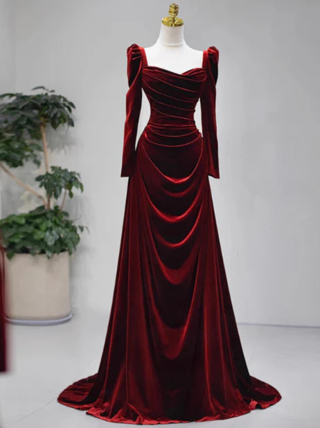 Classy Mermaid Sweetheart Burgundy Velvet Long Prom Dresses Summer Wedding Guest Dresses Wedding Guest Outfits simple gentle atmospheric and unique desi Bring summer colors to enhance whiteness
