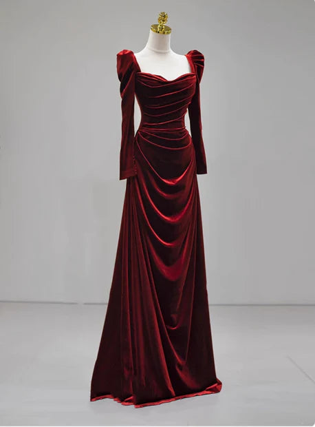 Classy Mermaid Sweetheart Burgundy Velvet Long Prom Dresses Summer Wedding Guest Dresses Wedding Guest Outfits simple gentle atmospheric and unique desi Bring summer colors to enhance whiteness