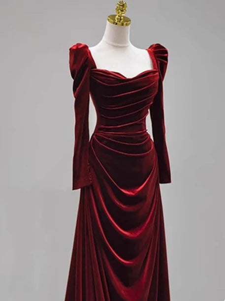 Classy Mermaid Sweetheart Burgundy Velvet Long Prom Dresses Summer Wedding Guest Dresses Wedding Guest Outfits simple gentle atmospheric and unique desi Bring summer colors to enhance whiteness