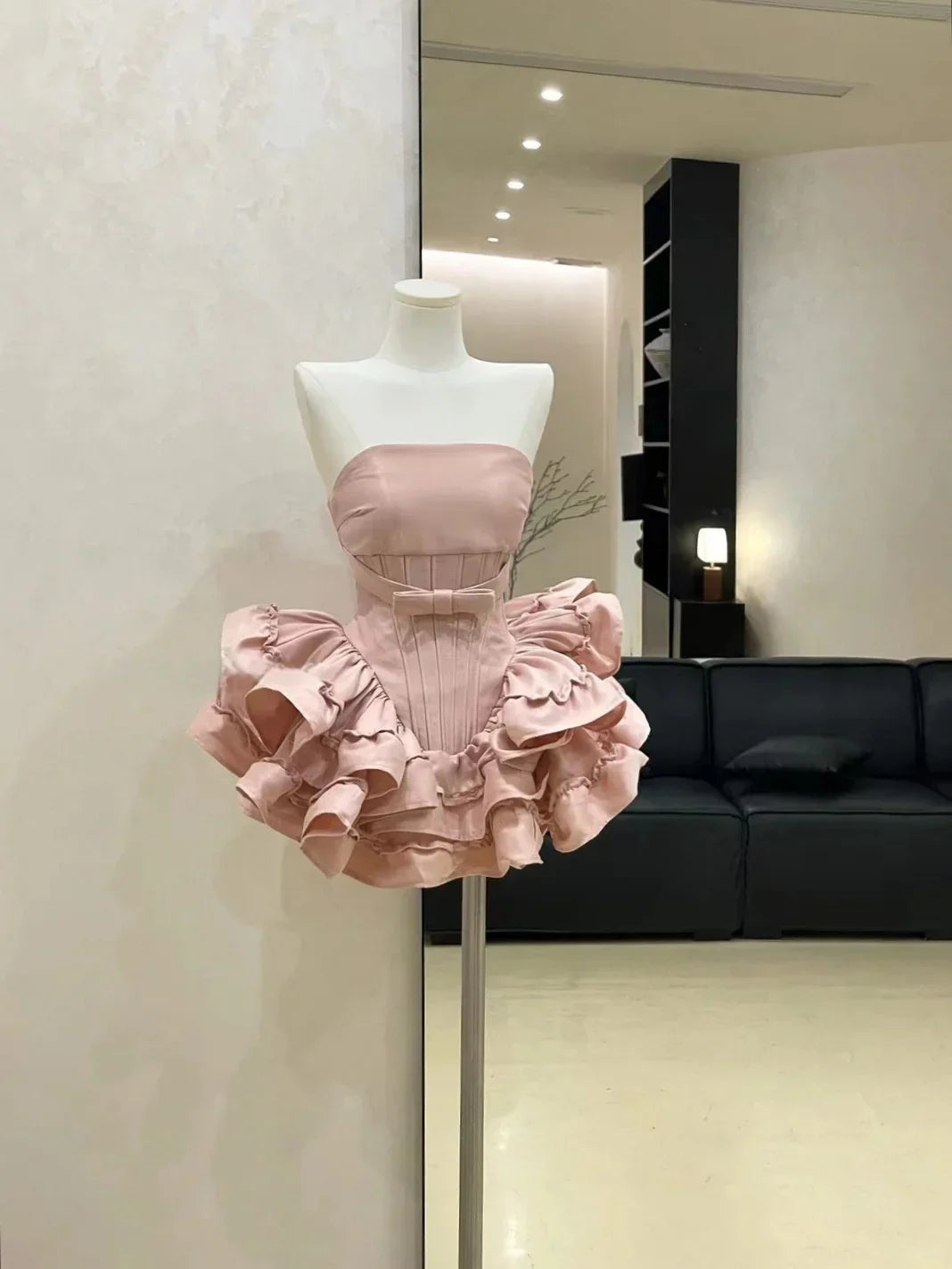 Classy Strapless Satin Ruffles Pleated Short Party Dress Black Homecoming Dress  simple gentle atmospheric and unique desi Bring summer colors to enhance whiteness