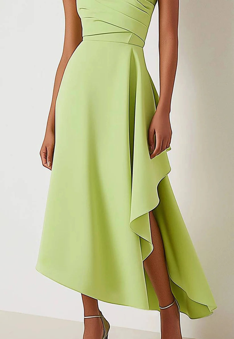 Cocktail Party Sleeveless Dress Green Knee-Length Dress simple gentle atmospheric and unique desi Bring summer colors to enhance whiteness