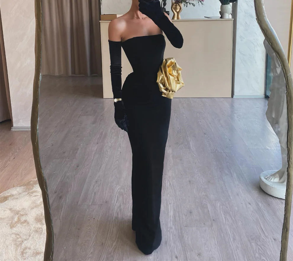 Column Strapless Sleeveless Floor-Length Long Evening Dresses With Sash simple gentle atmospheric and unique desi Bring summer colors to enhance whiteness