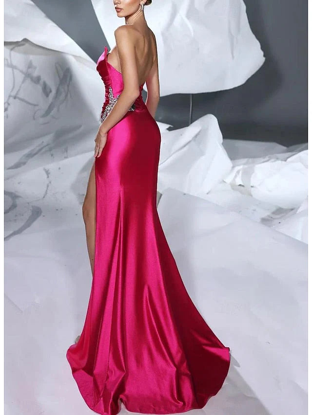 Column V-Neck Sleeveless Floor-Length Long Evening Floral Dresses with Split Side Ruffles Sash Sequins simple gentle atmospheric and unique desi Bring summer colors to enhance whiteness