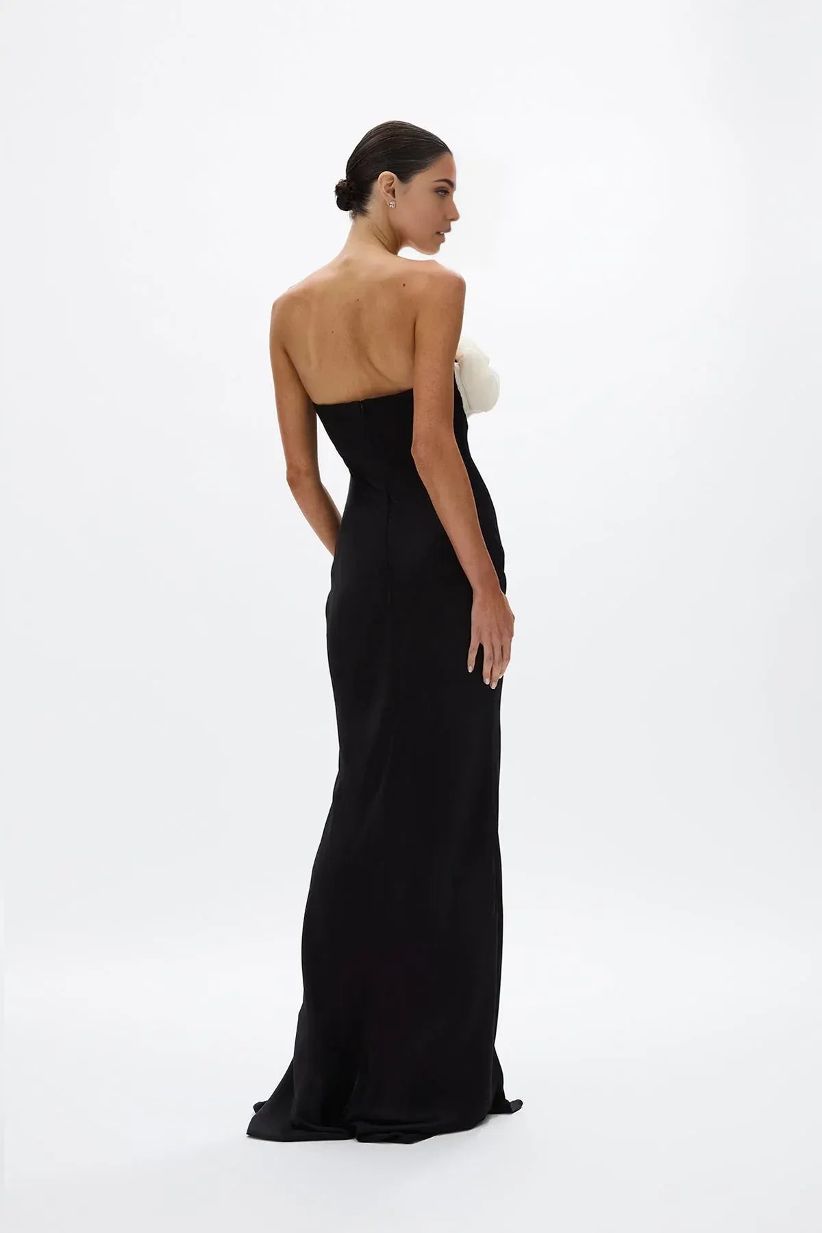 Contrasted Sheath Strapless Sleeveless Open Back Train Floor Length For Ladies Prom Dress