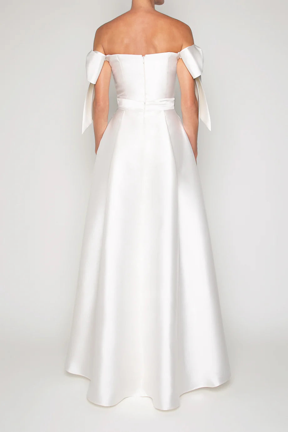 Convertible Bow Accent A Line Off the Shoulder Sleeveless Zipper Back Floor Length Hot Sale Evening Dress