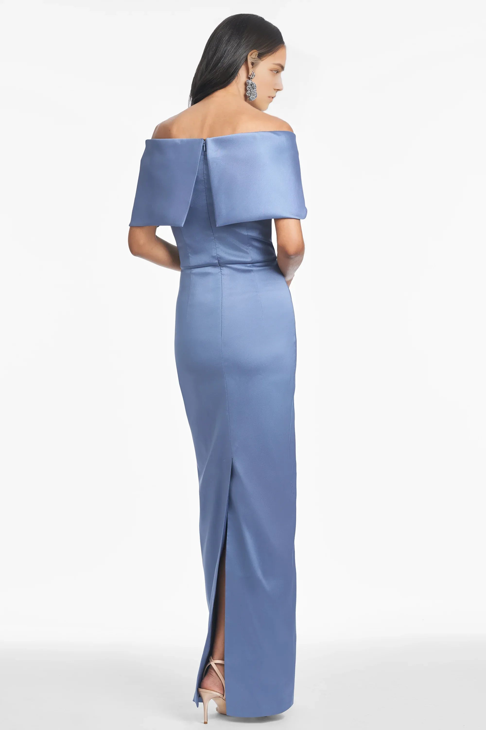 Cross Overlay Sheath Off the Shoulder Sleeveless Zipper Back High Slit Floor Length For Ladies Evening Dress
