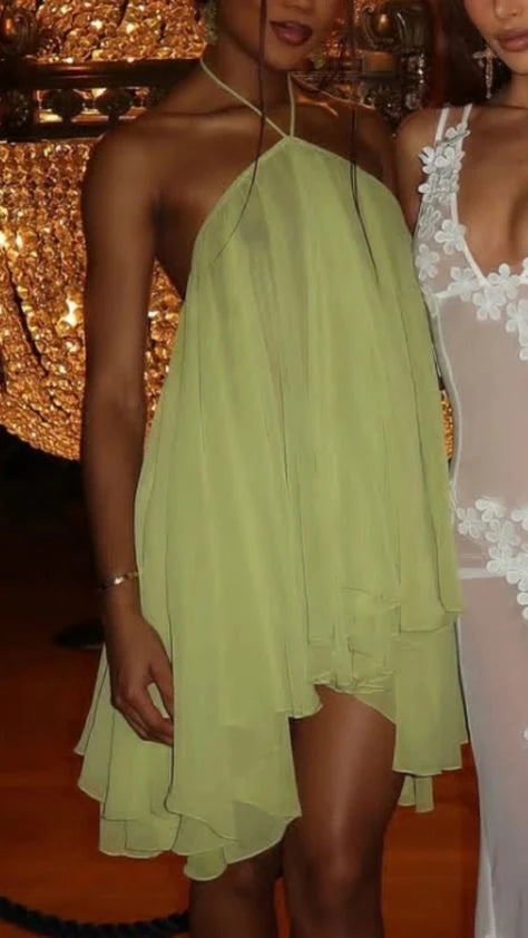 Cute A Line Halter Chiffon Yellow Mini Short Formal Homecoming Dresses Party Short Prom Dress Hoco Dresses