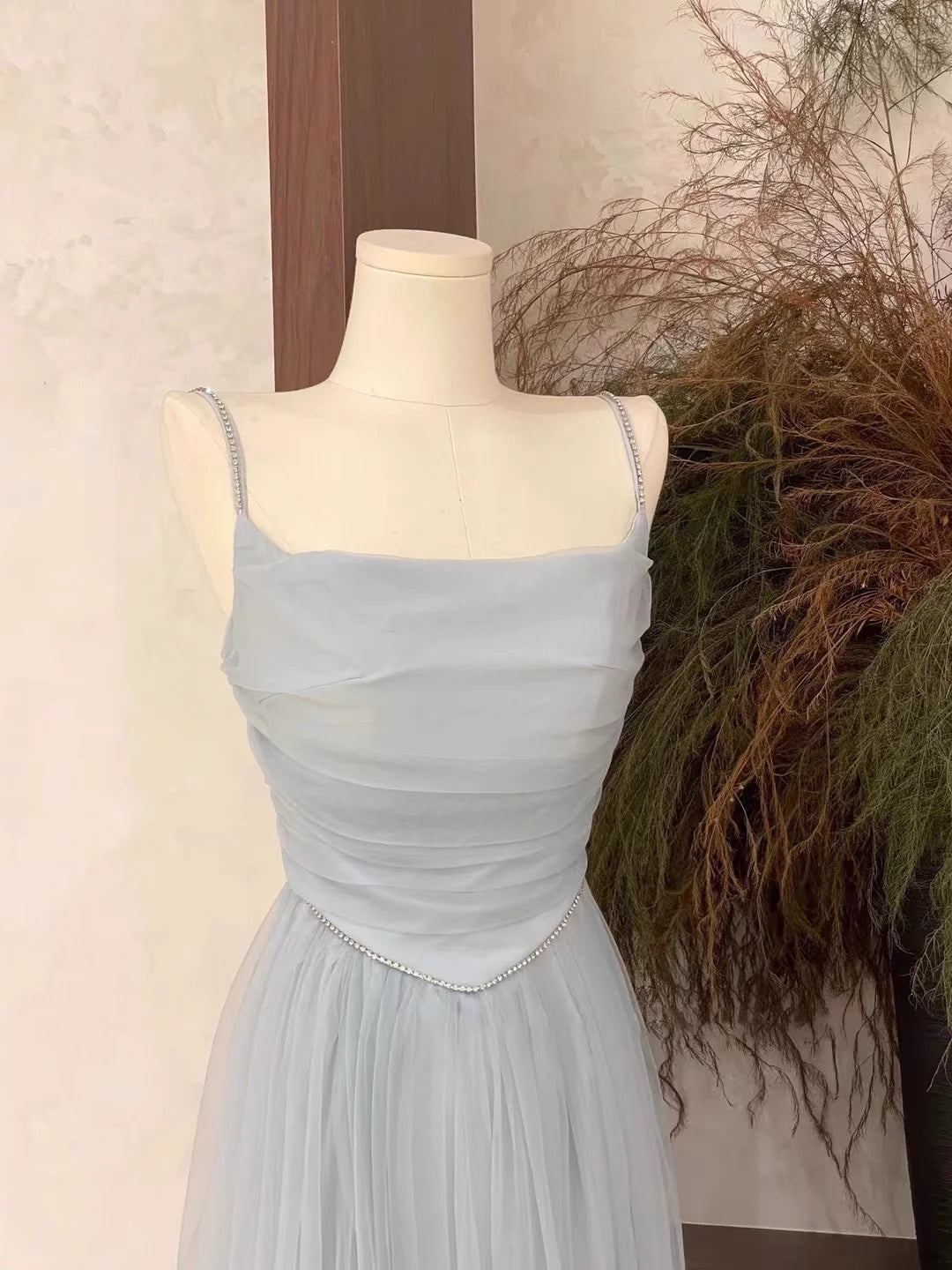 Cute A Line Spaghetti Straps Tulle Light Blue Women's Holiday Dresses simple gentle atmospheric and unique desi Bring summer colors to enhance whiteness