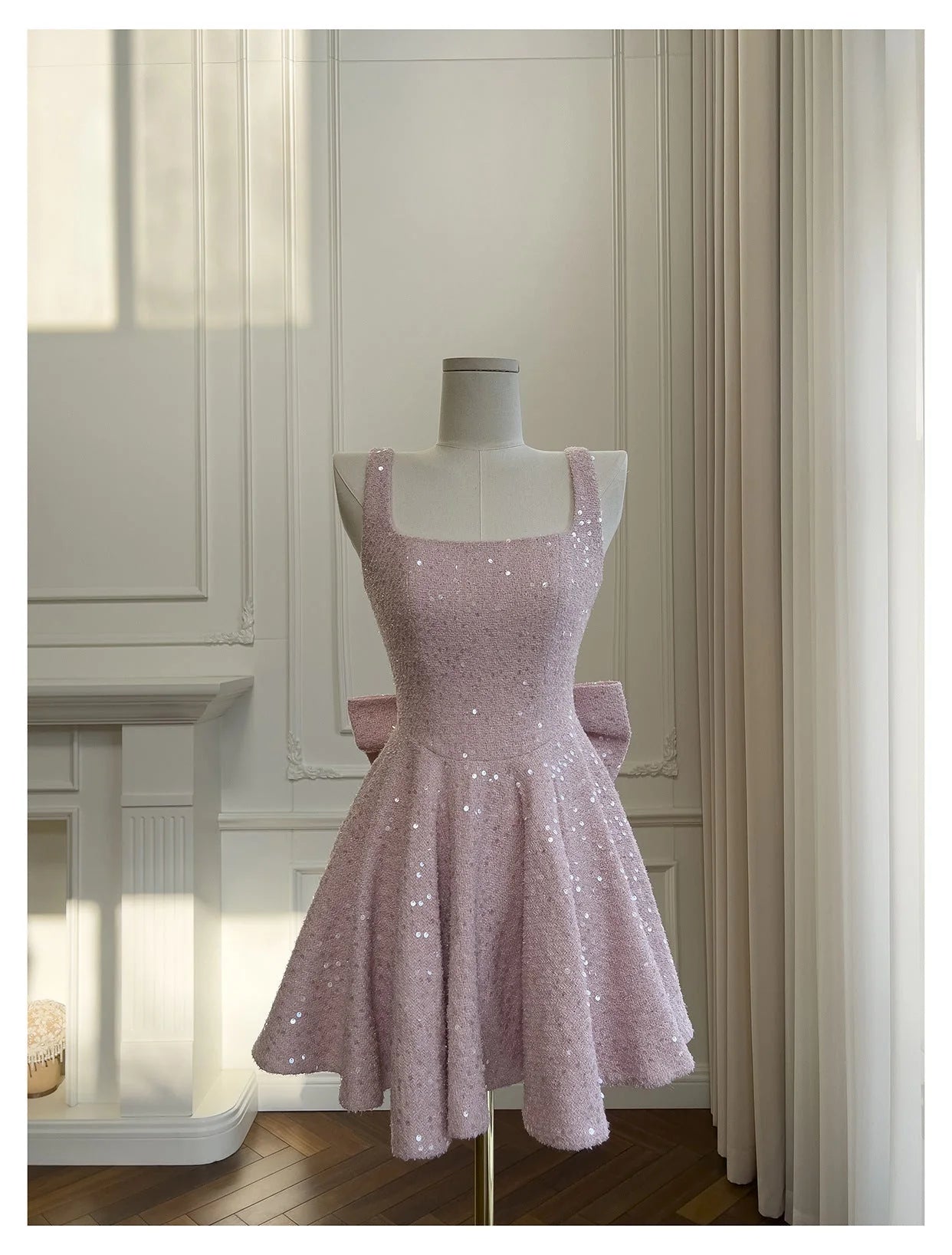 Cute A Line Square Pink Sequin Formal 8th Grade Homecoming Dresses Middle School Short Cocktail Gowns Graduation Dress Hoco Outfits simple gentle atmospheric and unique desi Bring summer colors to enhance whiteness