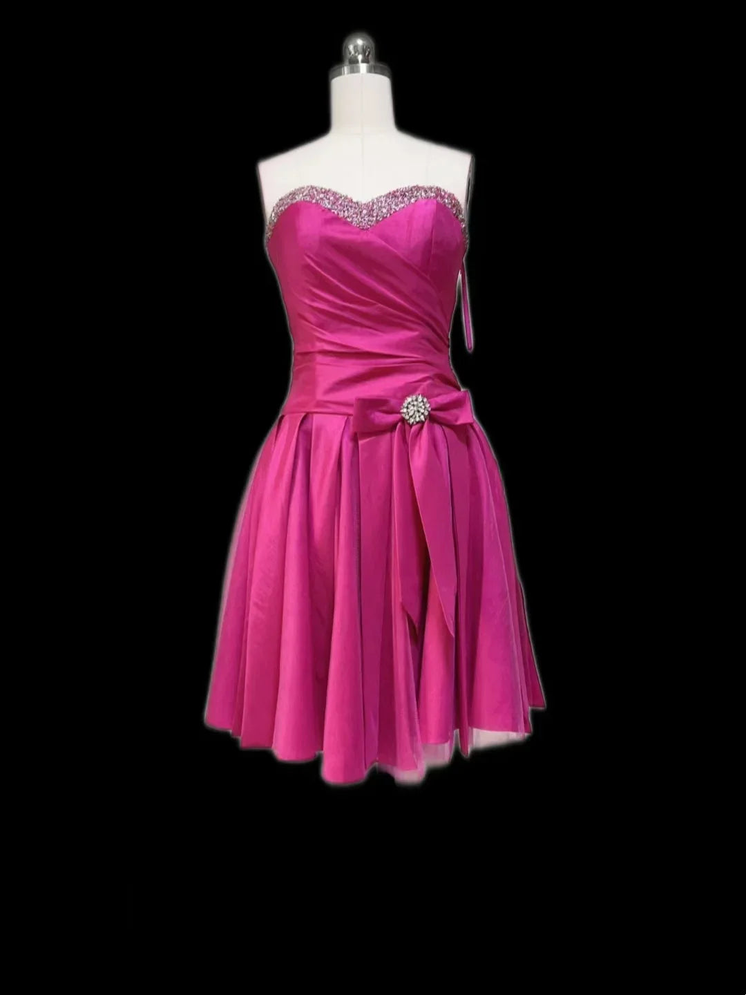 Cute A Line Sweetheart Hot Pink Satin Short Mini Formal 8th Grade Homecoming Dresses Middle School Cocktail Dress Hoco Outfits