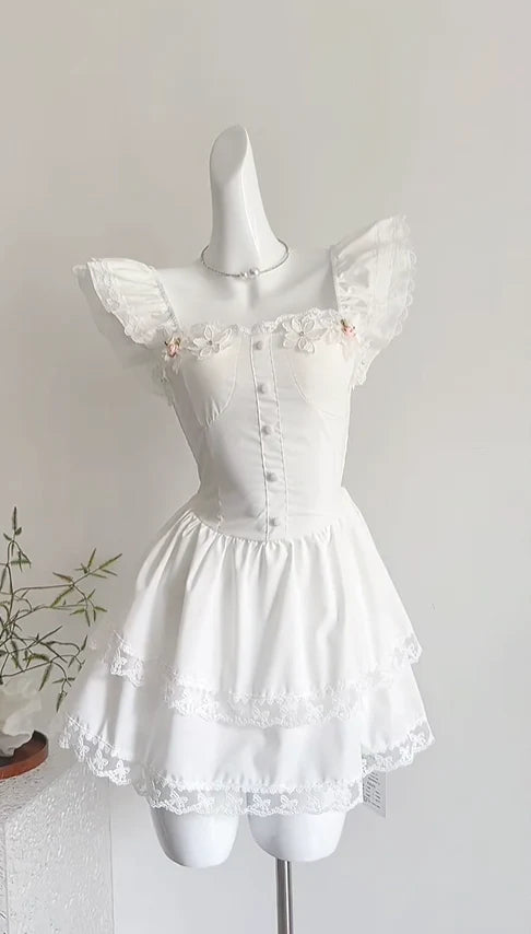 Cute A Line White Vacation Dress Short Women Dress simple gentle atmospheric and unique desi Bring summer colors to enhance whiteness