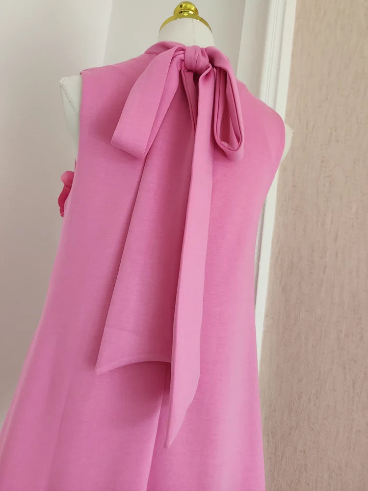 Cute A line High Neckline Pink Satin Short Homecoming Dresses Birthday Outfits simple gentle atmospheric and unique desi Bring summer colors to enhance whiteness