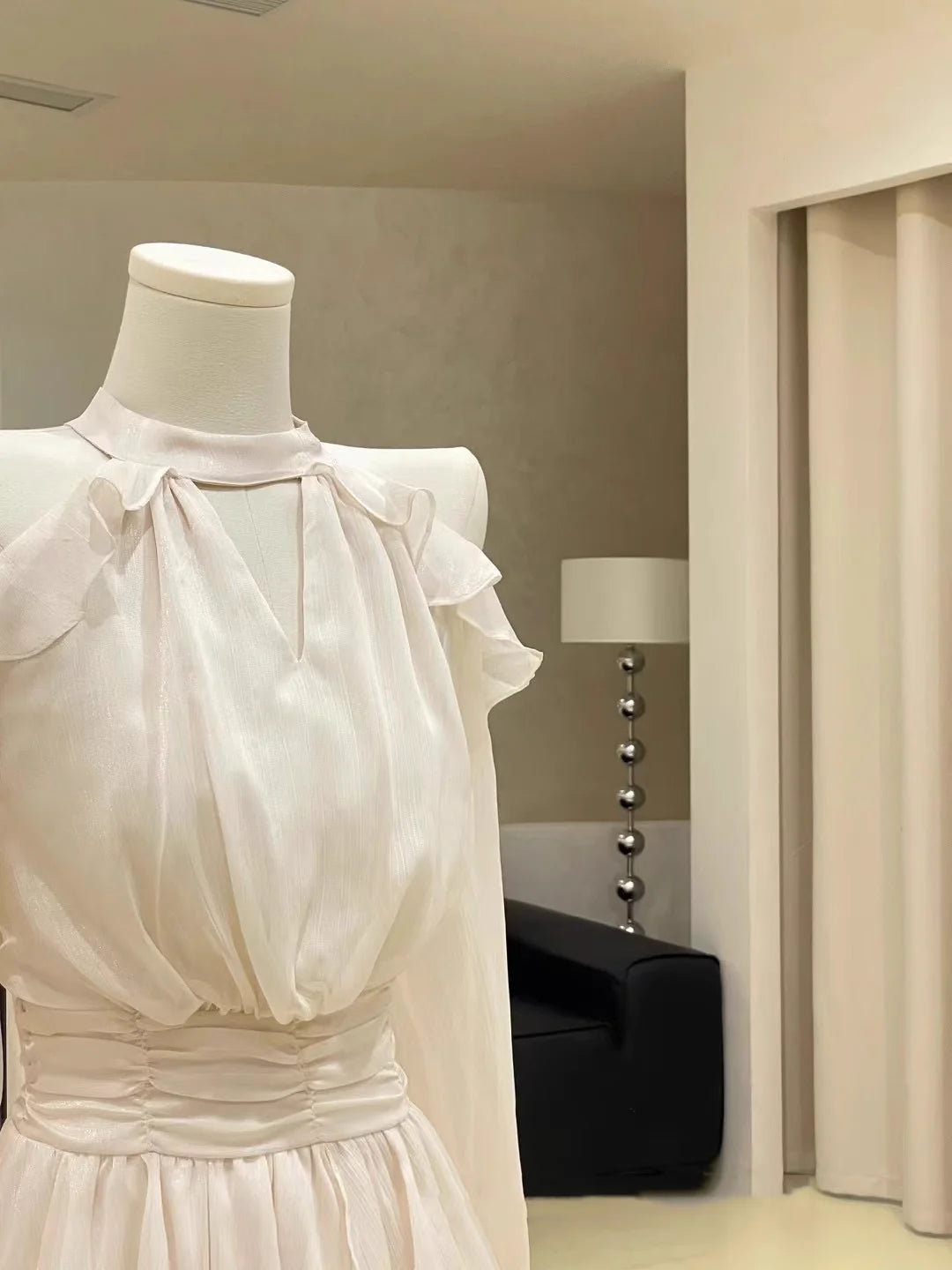 Cute A line High Neckline Ruffled Cake Dress Short Women's Long Sleeve Women Dresses  simple gentle atmospheric and unique desi Bring summer colors to enhance whiteness