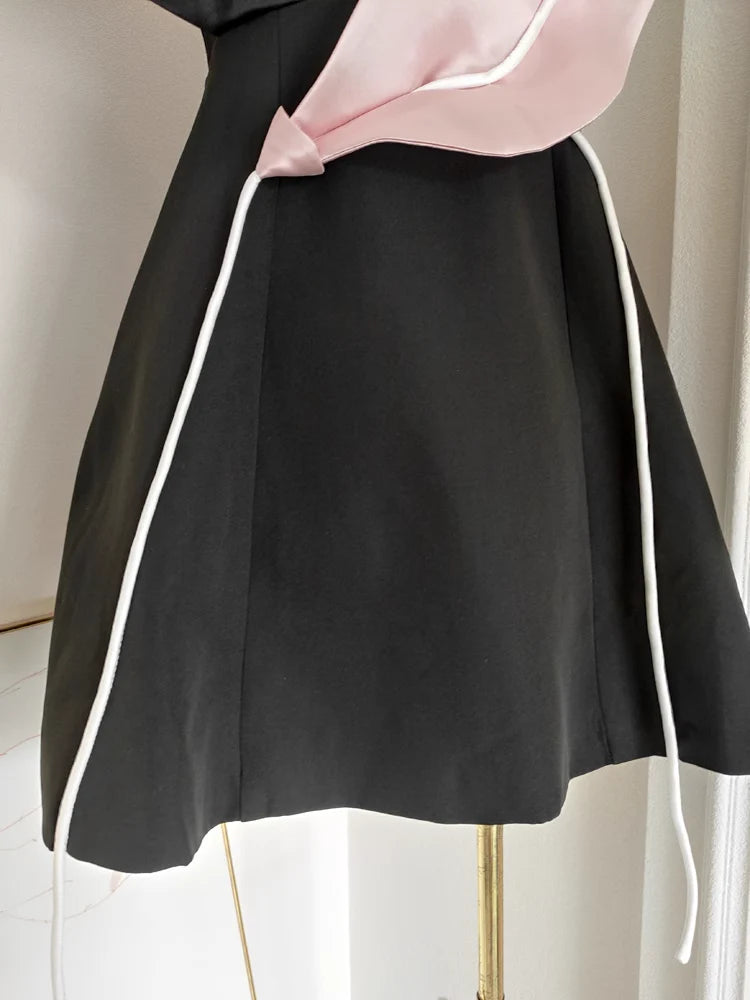 Cute A line Spaghetti Straps Black Satin Short Homecoming Dresses Birthday Outfits simple gentle atmospheric and unique desi Bring summer colors to enhance whiteness