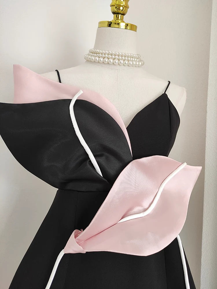 Cute A line Spaghetti Straps Black Satin Short Homecoming Dresses Birthday Outfits simple gentle atmospheric and unique desi Bring summer colors to enhance whiteness
