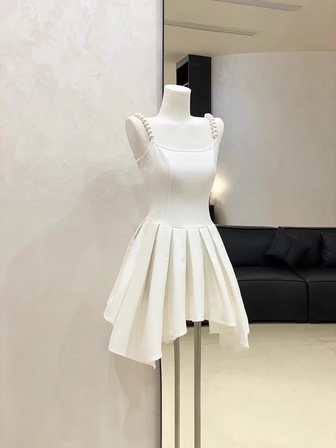 Cute A line Spaghetti Straps Ruffled White Women's Short Vacation Dresses simple gentle atmospheric and unique desi Bring summer colors to enhance whiteness