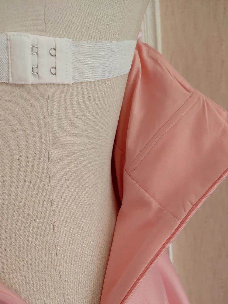 Cute A line Strapless Pink Vacation Dress Satin Women Dresses simple gentle atmospheric and unique desi Bring summer colors to enhance whiteness