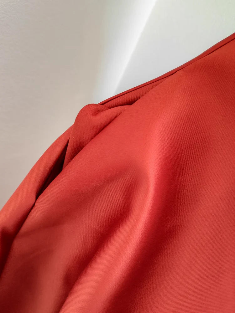 Cute A line Strapless Rust Red Vacation Dress Satin Women Dresses simple gentle atmospheric and unique desi Bring summer colors to enhance whiteness