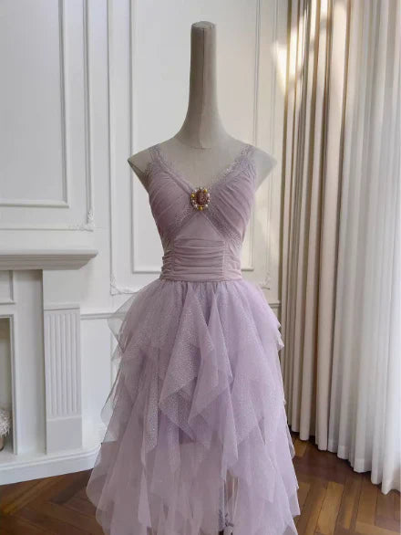 Cute A line Straps Tulle Pink Layers Short Mini Formal 8th Grade Homecoming Dresses Middle School Short Cocktail Dress Hoco Outfits  simple gentle atmospheric and unique desi Bring summer colors to enhance whiteness