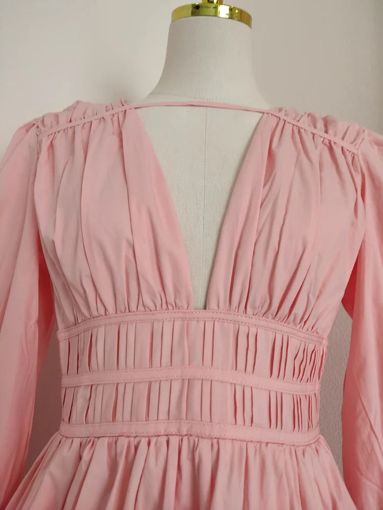 Cute A line V Neckline Long Sleeves Spring Casual Dress Beach Holiday Dresses simple gentle atmospheric and unique desi Bring summer colors to enhance whiteness