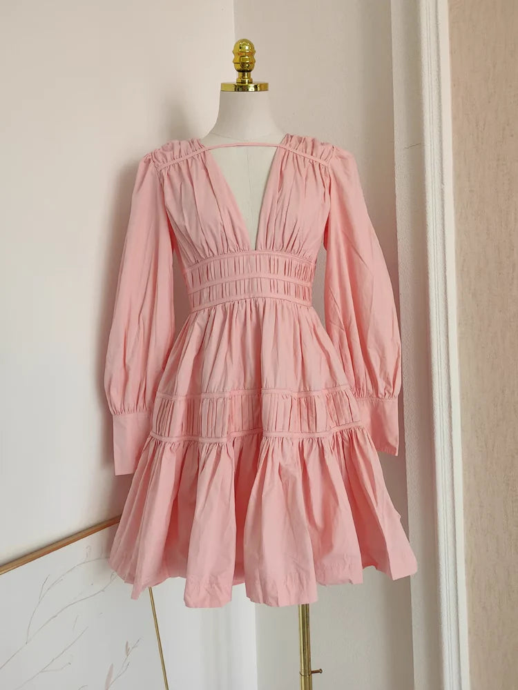 Cute A line V Neckline Long Sleeves Spring Casual Dress Beach Holiday Dresses simple gentle atmospheric and unique desi Bring summer colors to enhance whiteness