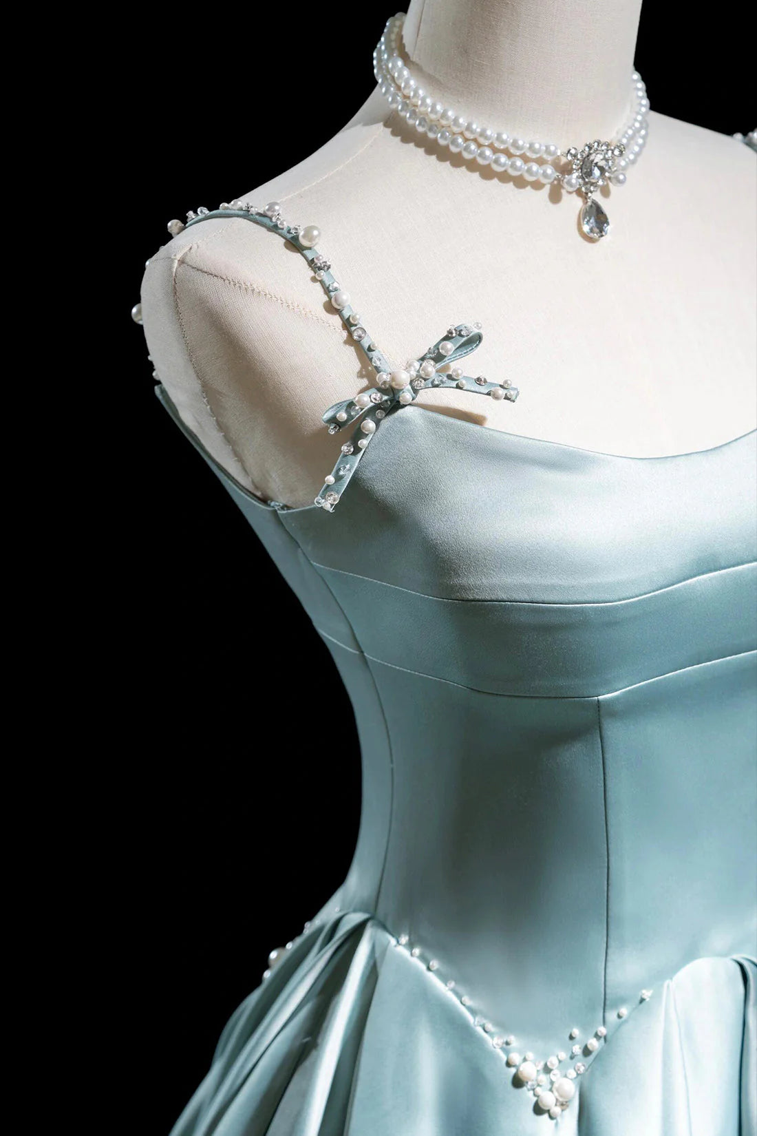 Cute Satin Long A-Line Prom Dress Spaghetti Straps Evening Dress simple gentle atmospheric and unique desi Bring summer