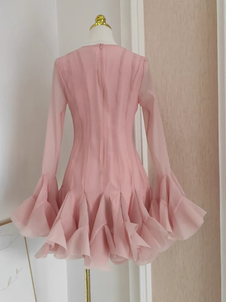 Cute Sheath Scoop Neckline Pink Long Sleeves Short Homecoming Dresses Birthday Outfits simple gentle atmospheric and unique desi Bring summer colors to enhance whiteness