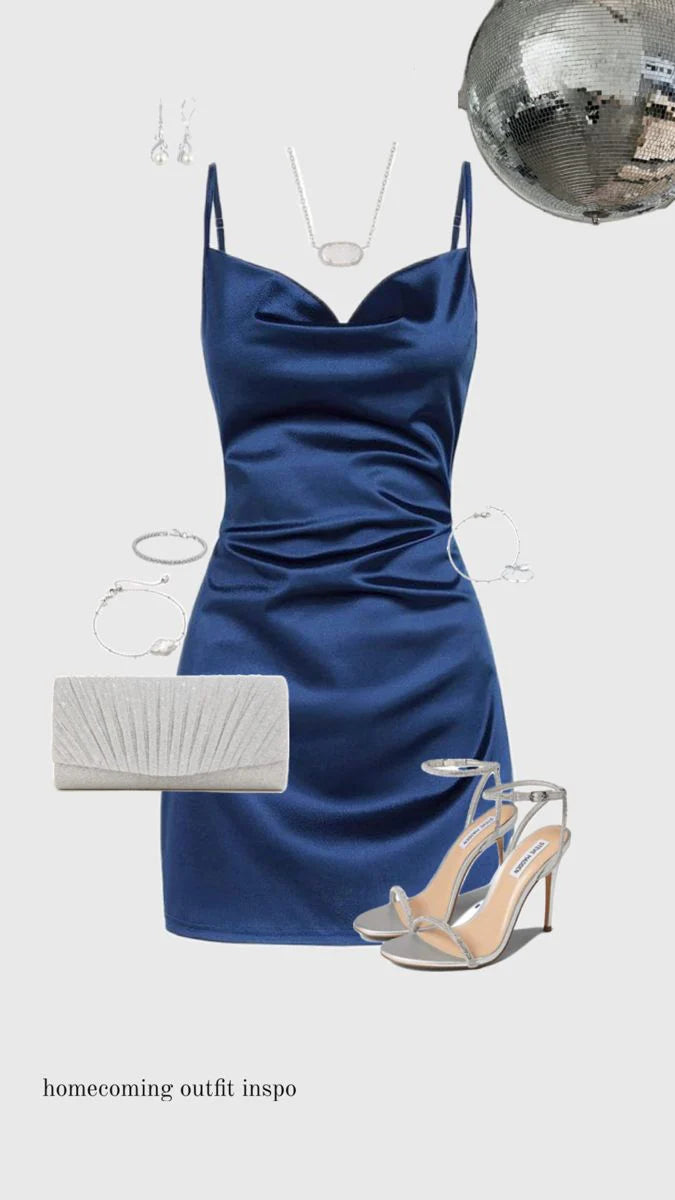 Cute Sheath Spaghetti Straps Navy Blue Short Formal Homecoming Dresses Party Graduation Dress Hoco Dresses