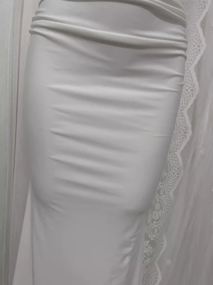 Cute Sheath Spaghetti Straps Satin White Long Vacation Dress Birthday Dresses  simple gentle atmospheric and unique desi Bring summer colors to enhance whiteness