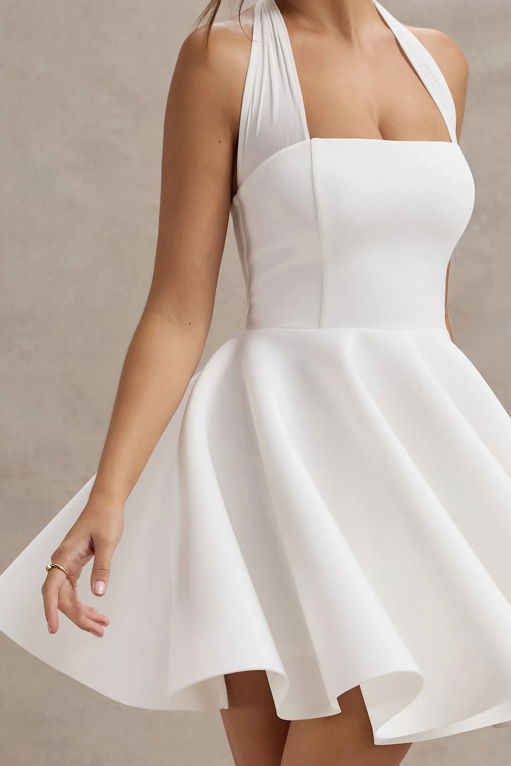 Daring A Line Halter Neck Sleeveless Tie Back Short Prom Dress