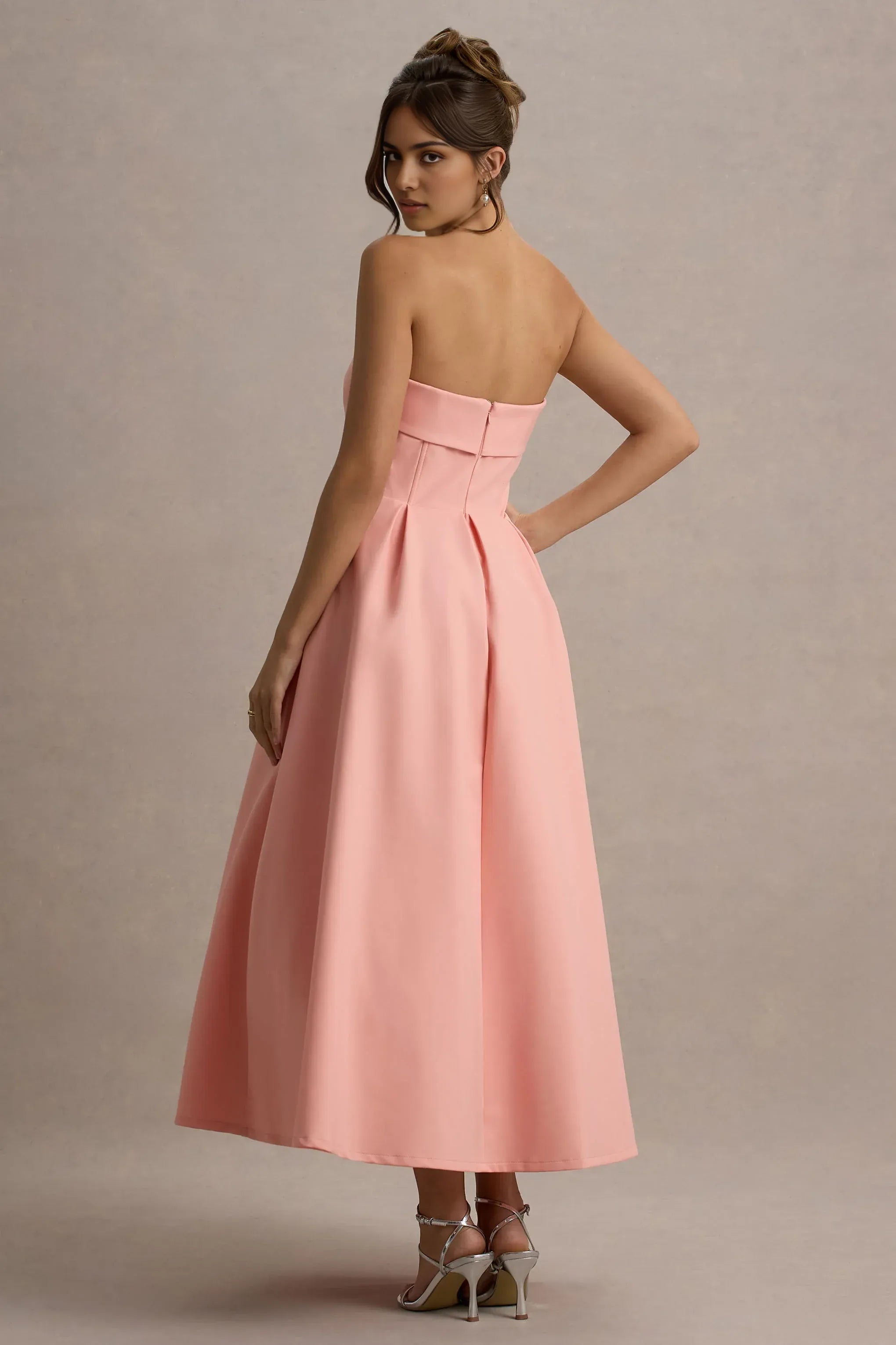 Daring A Line Strapless Sleeveless Back Zipper Midi Length Plus Size Evening Dress