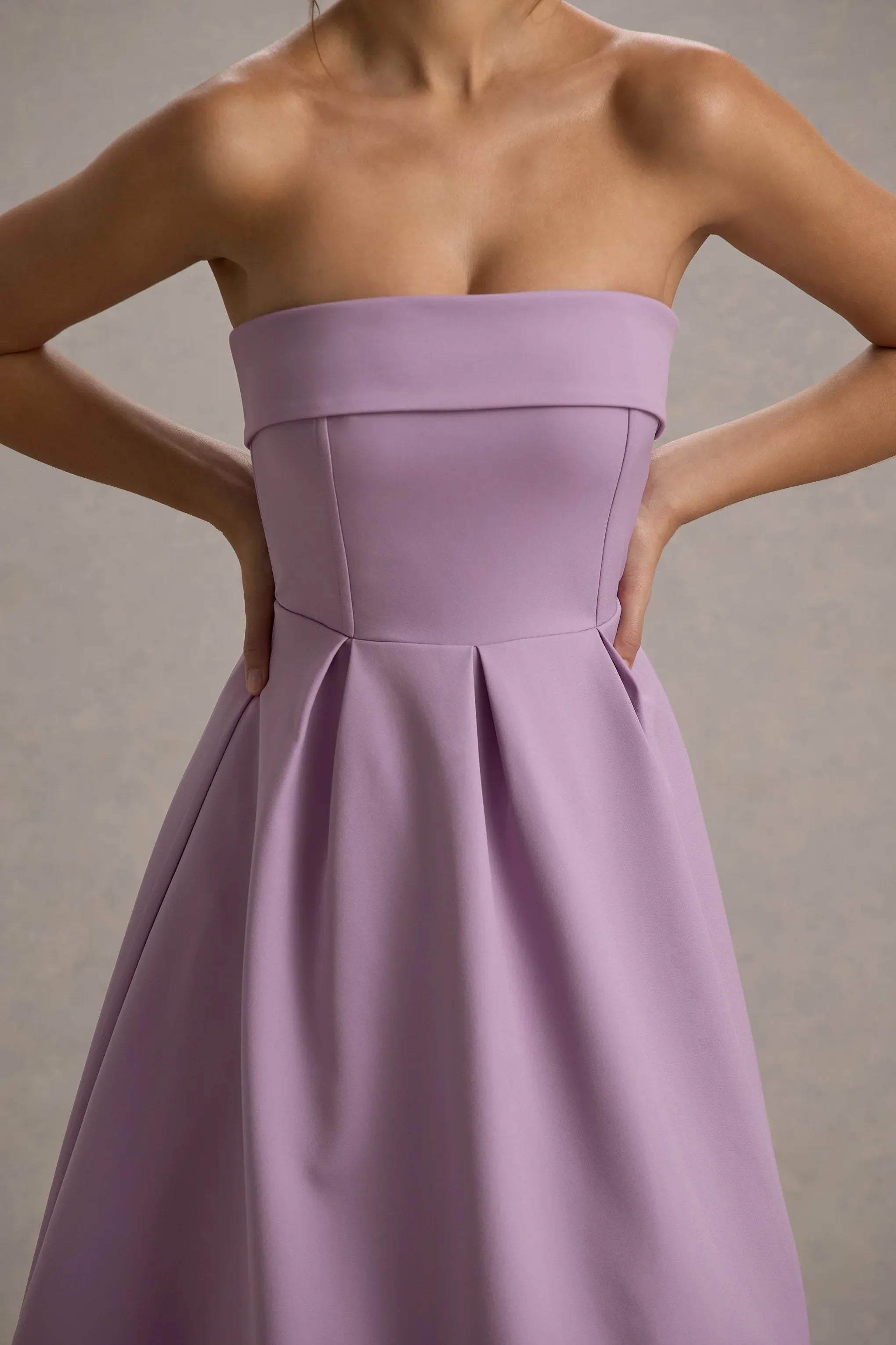Daring A Line Strapless Sleeveless Zipper Back Midi Prom Dress