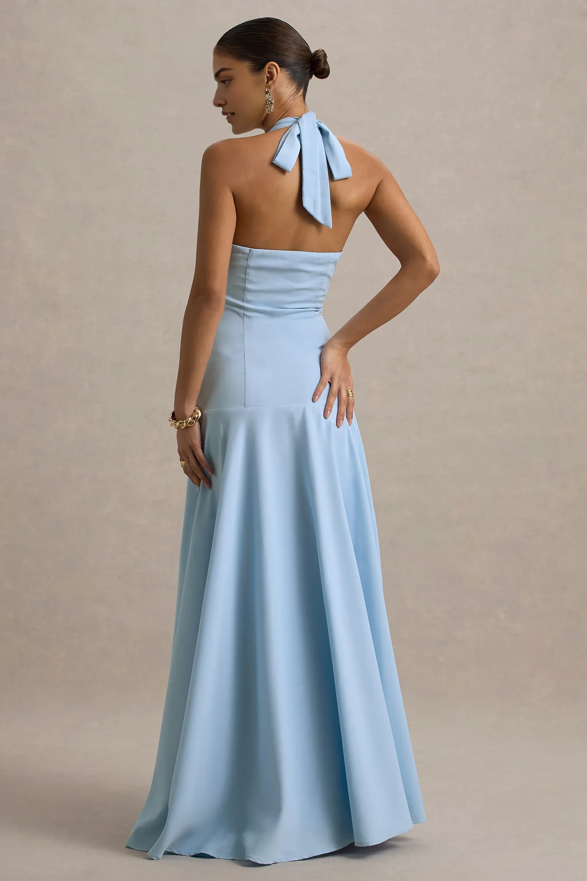 Daring Mermaid Halter Neck Sleeveless Tie Back Floor Length Prom Dress