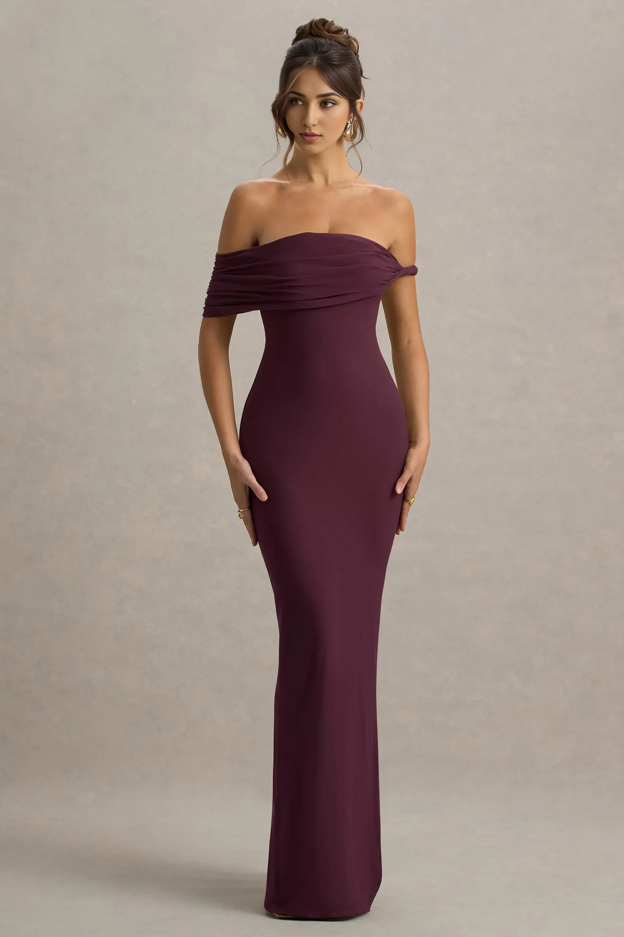 Daring Mermaid Off Shoulder Draped Sleeve Open Back Floor Length Evening Dress