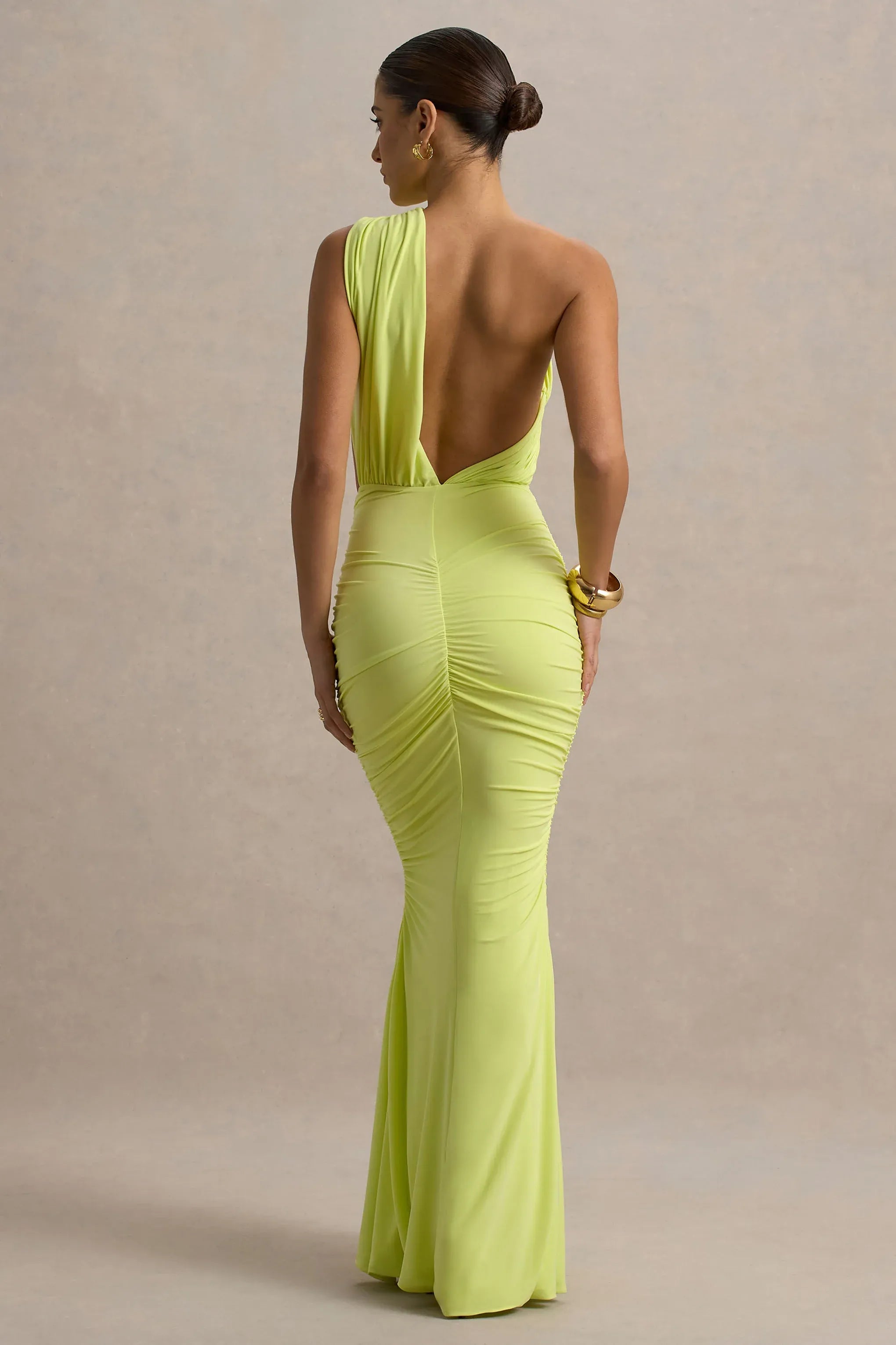 Daring Mermaid One Shoulder Sleeveless Cutout Ruched Plus Size Floor Length Evening Dress