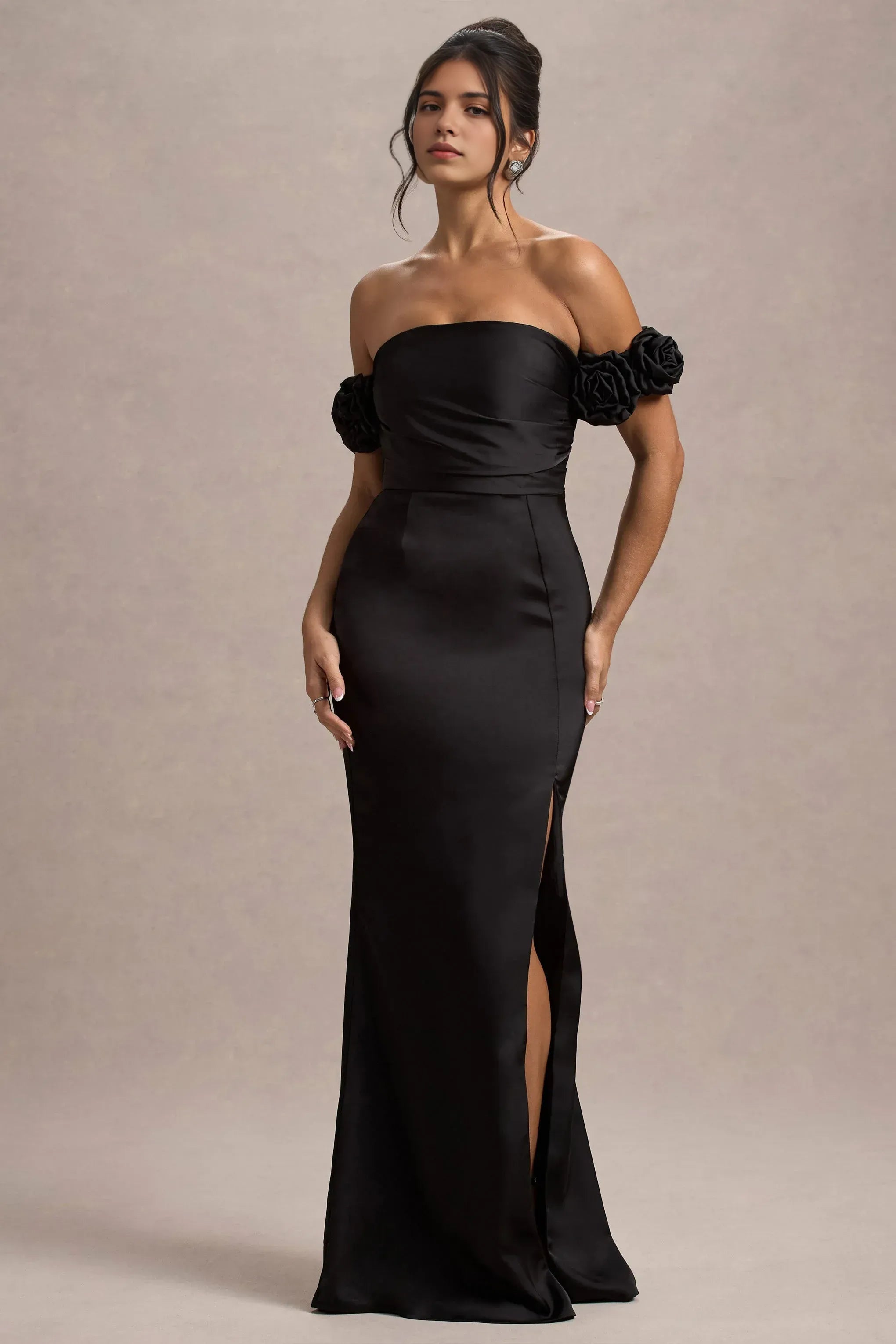 Daring Mermaid Strapless Floral Accent Side Slit Floor Length Prom Dress