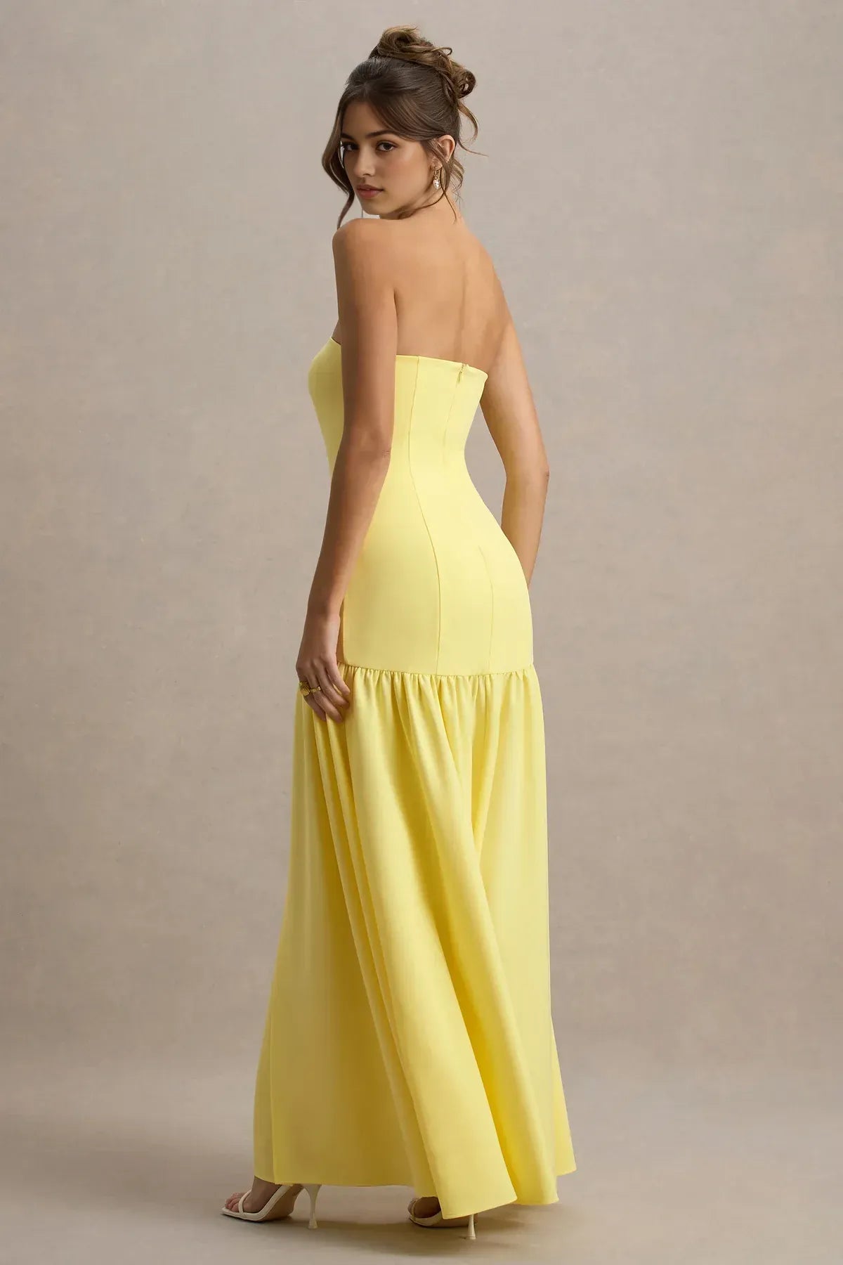 Daring Mermaid Strapless Sleeveless Open Back Ruffled Hem Floor Length Prom Dress