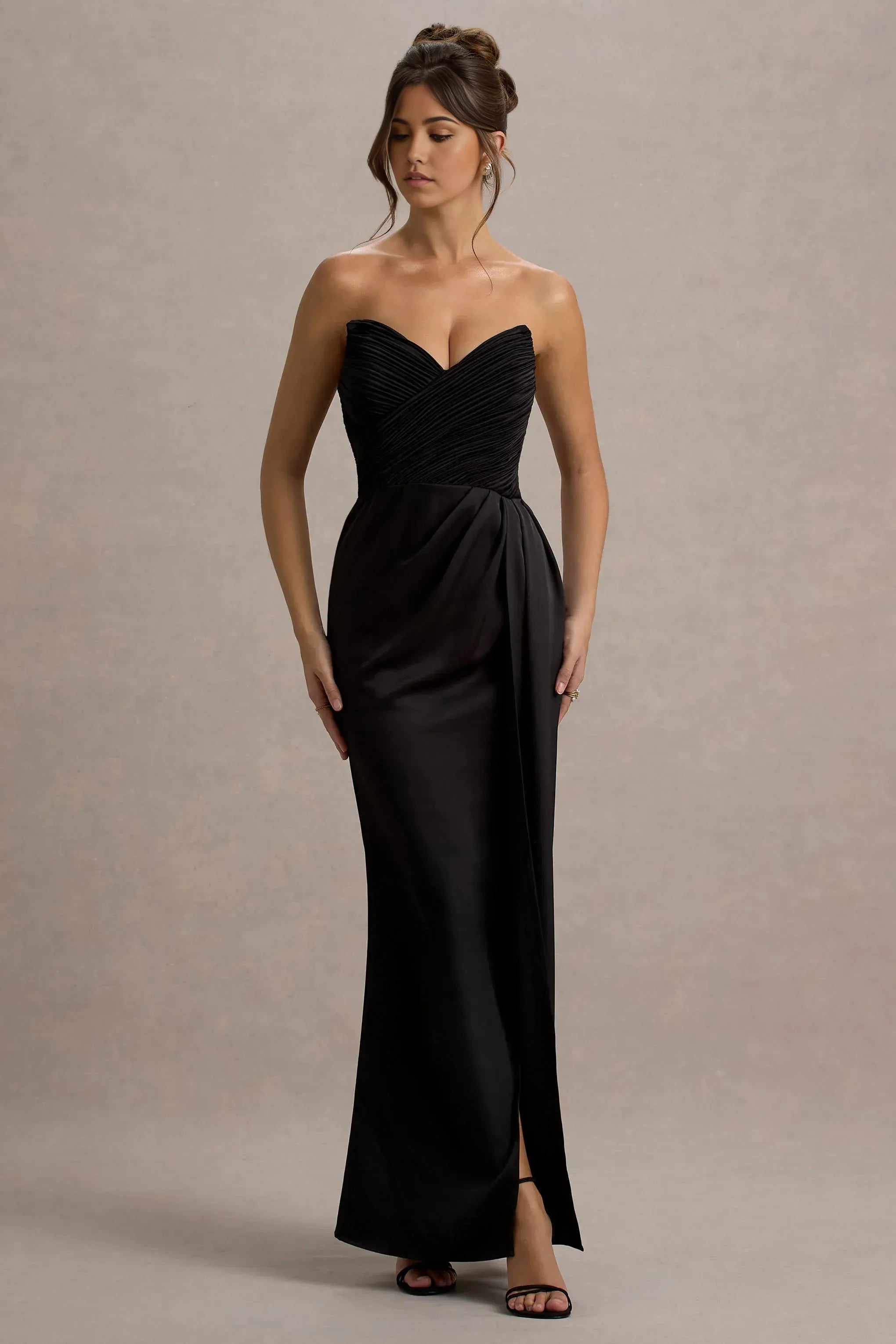 Daring Mermaid Strapless Sleeveless Ruched Side Drape Floor Length Evening Dress