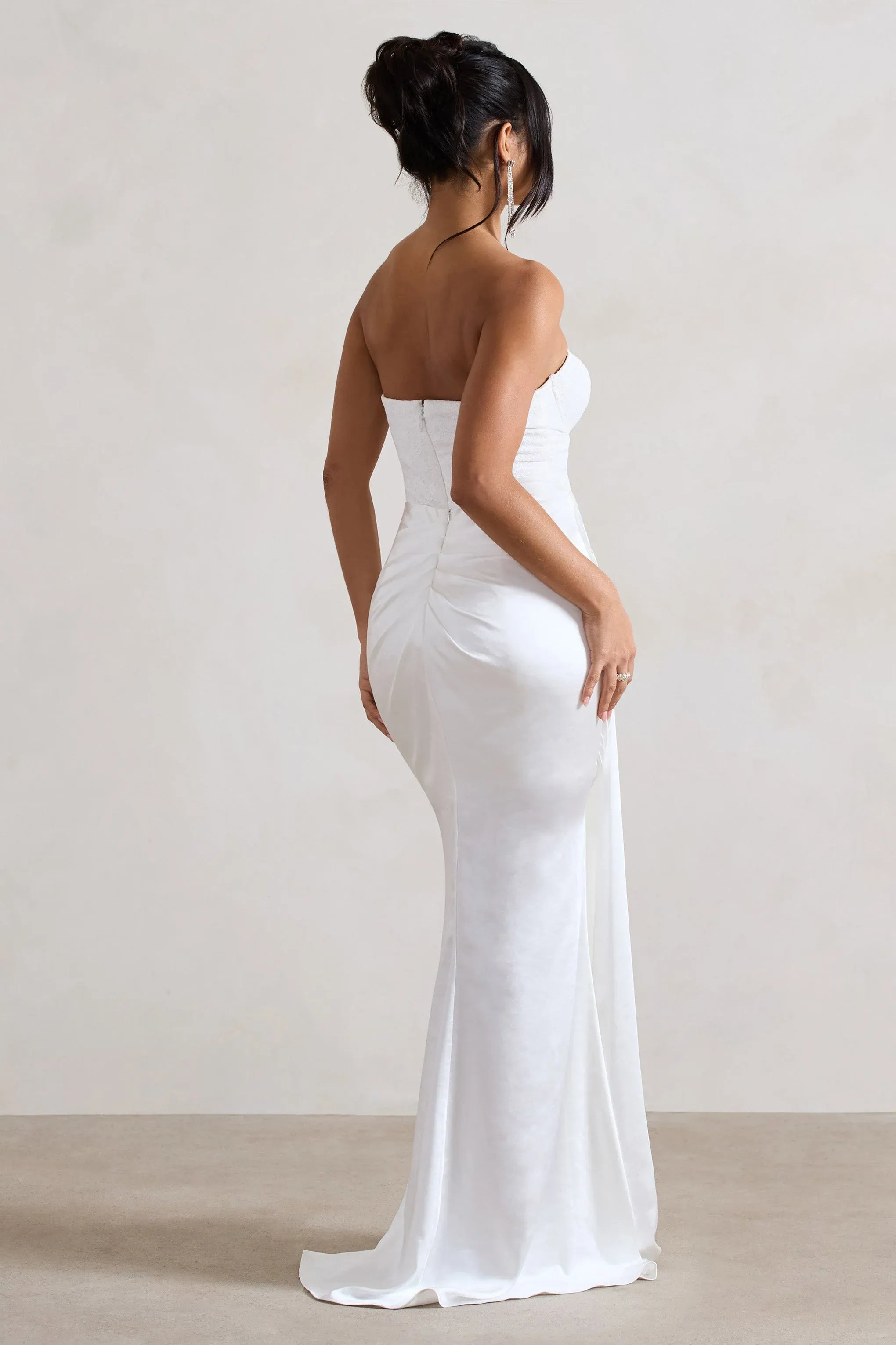 Daring Mermaid Strapless Sleeveless Ruched Side Slit Plus Size Floor Length Evening Dress