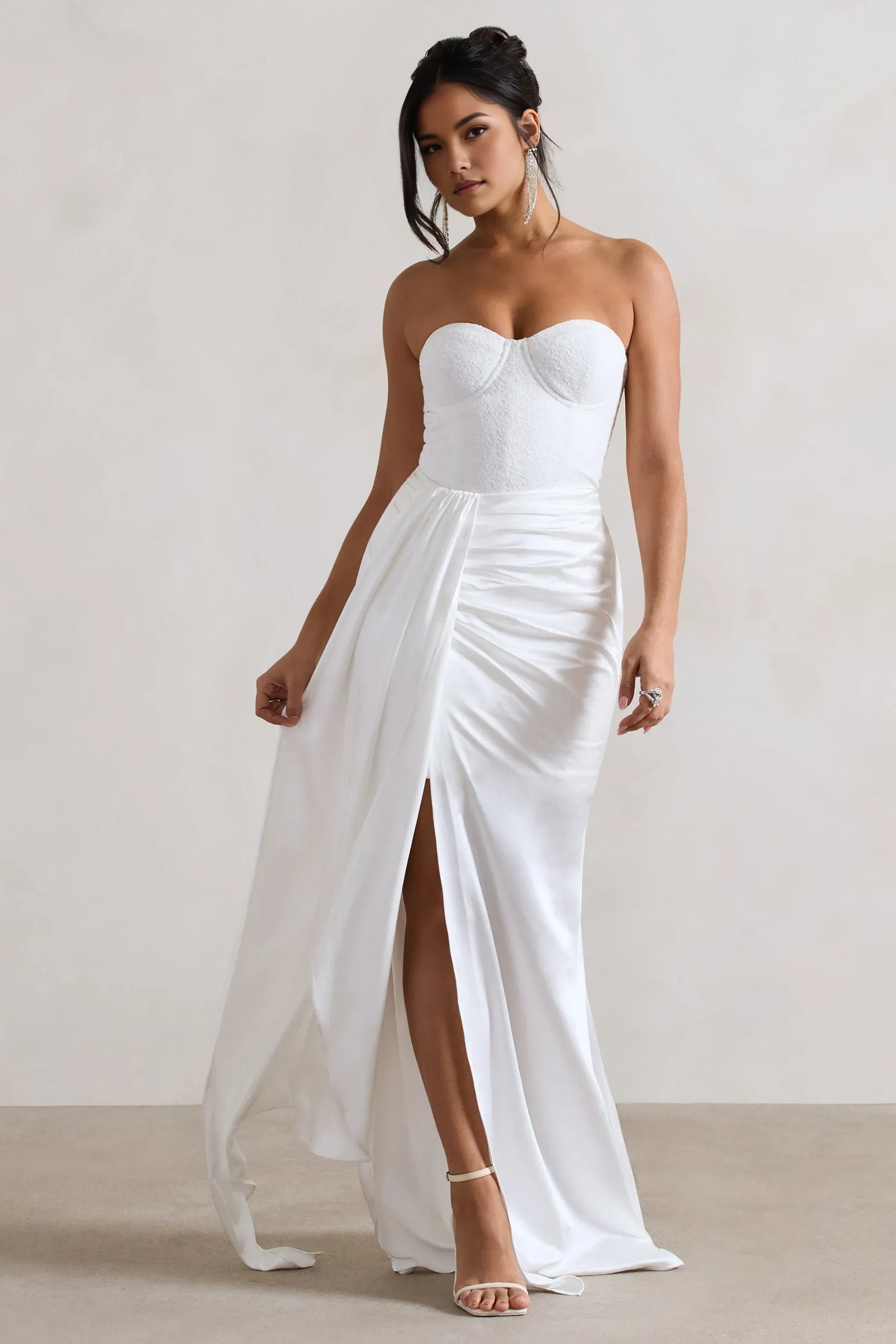 Daring Mermaid Strapless Sleeveless Ruched Side Slit Plus Size Floor Length Evening Dress