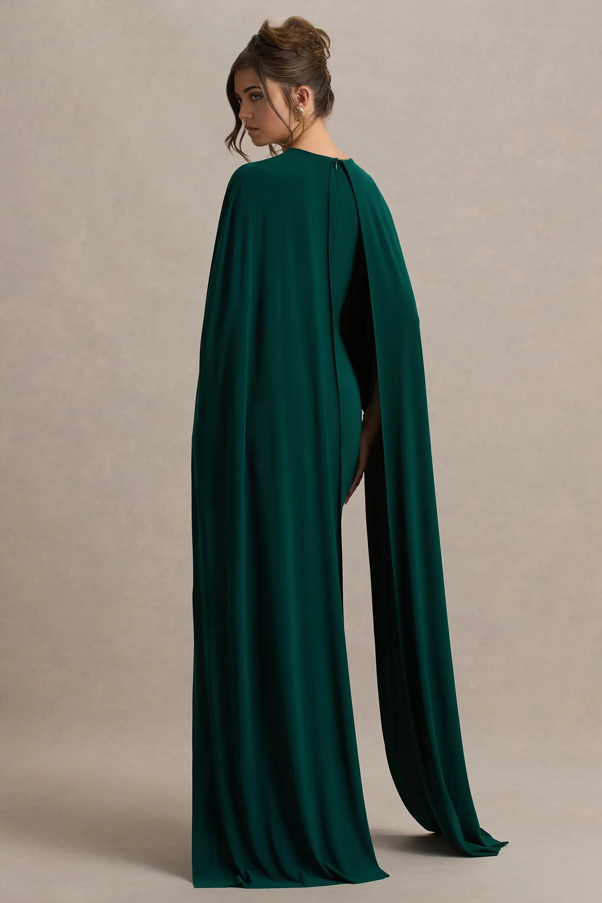 Daring Sheath Crew Neck Cape Sleeve Back Zipper Floor Length Evening Dresses