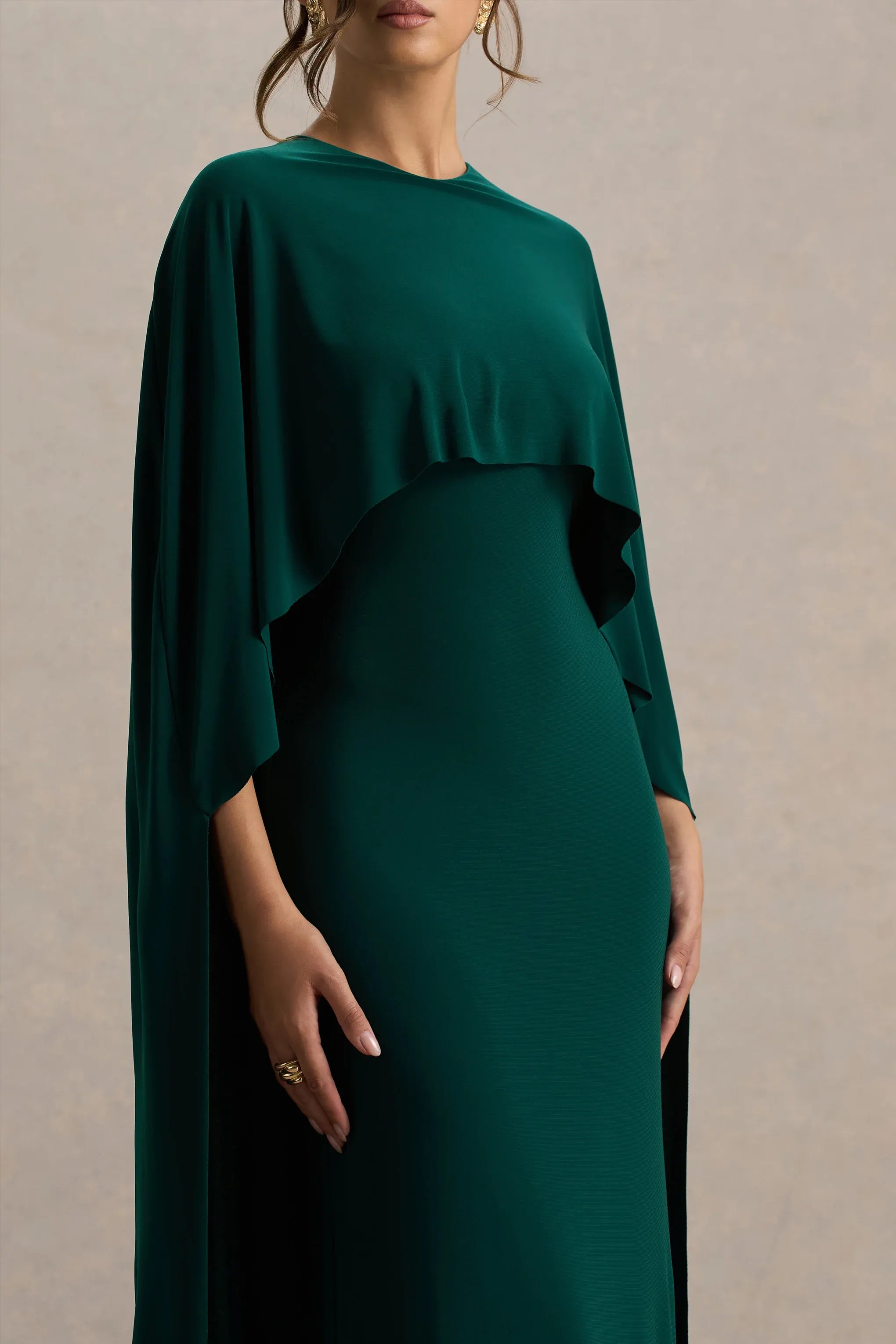 Daring Sheath Crew Neck Cape Sleeve Back Zipper Floor Length Evening Dresses