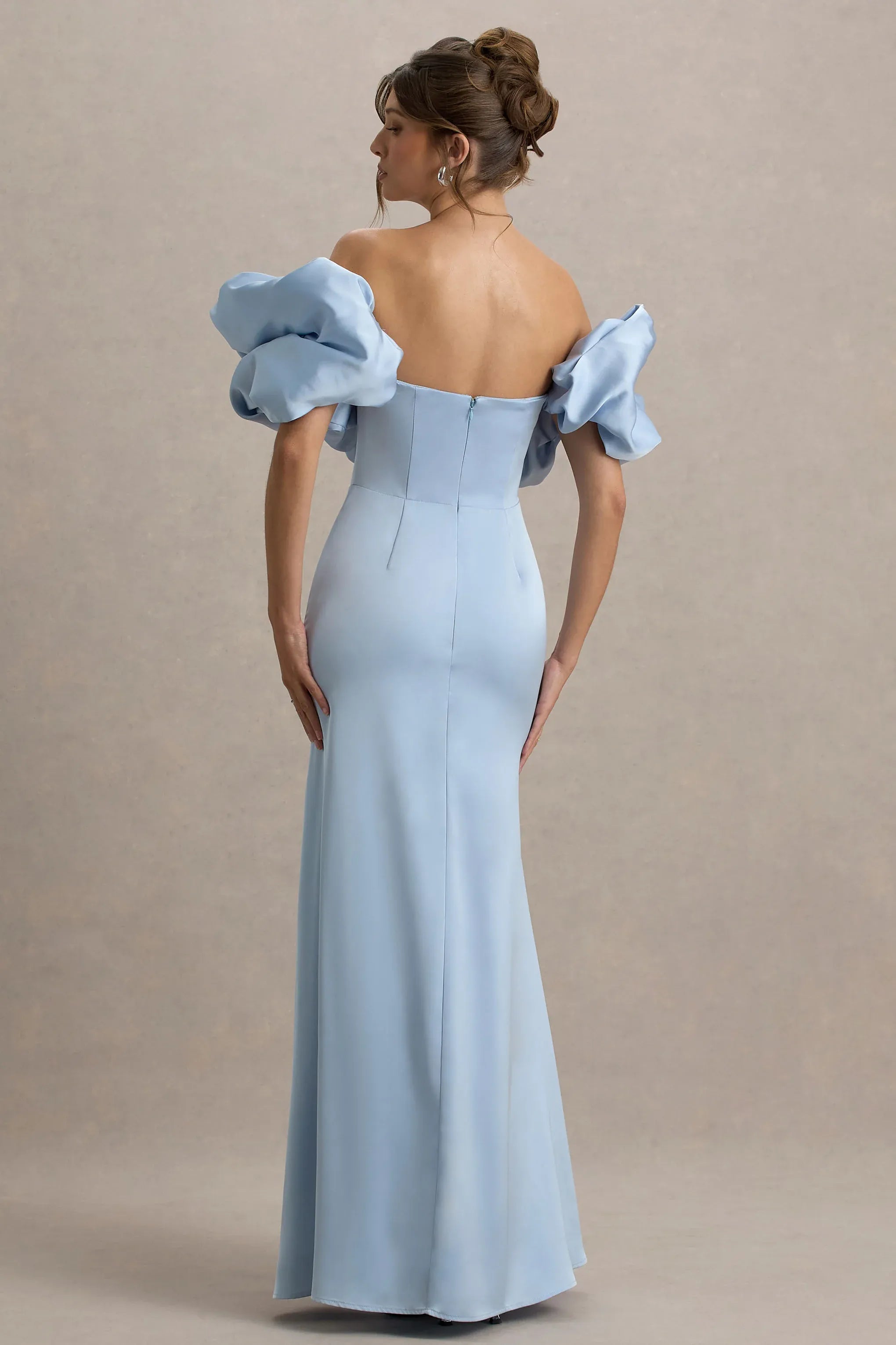 Daring Sheath Off Shoulder Ruffled Sleeve Open Back Floor Length Prom Dress